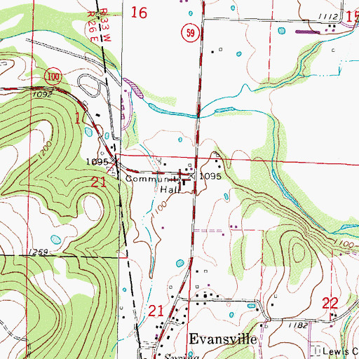 Topographic Map of Evansville Fire Department, AR