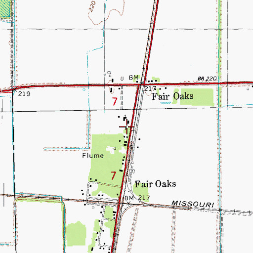 Topographic Map of Fair Oaks Volunteer Fire Department, AR