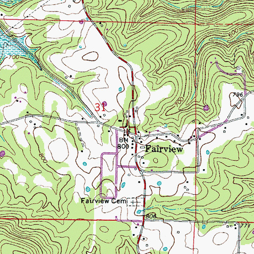 Topographic Map of Fairview Rural Volunteer Fire Department, AR