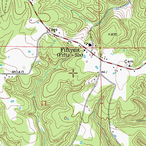 Topographic Map of Fifty - Six Volunteer Fire Department Substation, AR