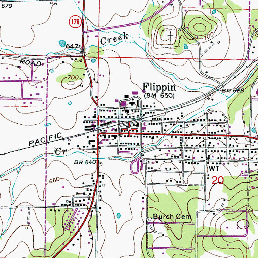 Topographic Map of Flippin Fire Department, AR