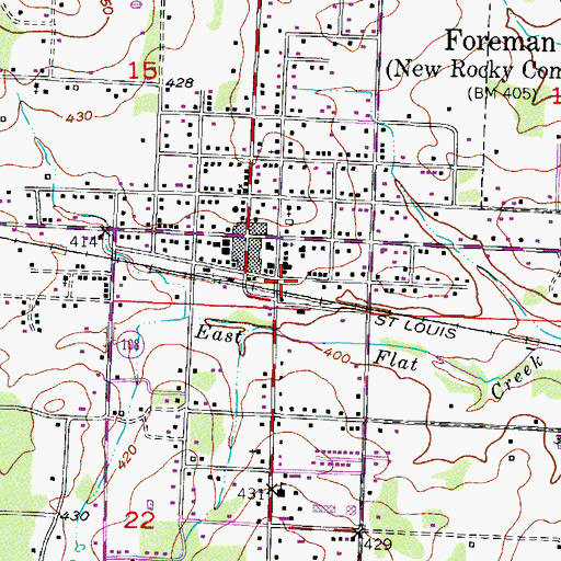 Topographic Map of Foreman Volunteer Fire Department, AR