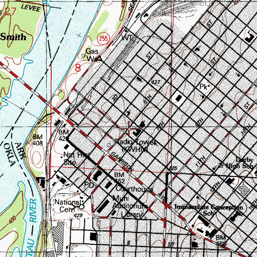 Topographic Map of Fort Smith Fire Department Station 1, AR