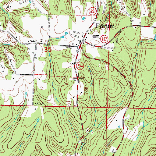 Topographic Map of Forum - Alabam Volunteer Fire Department Station 1, AR