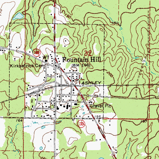 Topographic Map of Fountain Hill Fire Department, AR