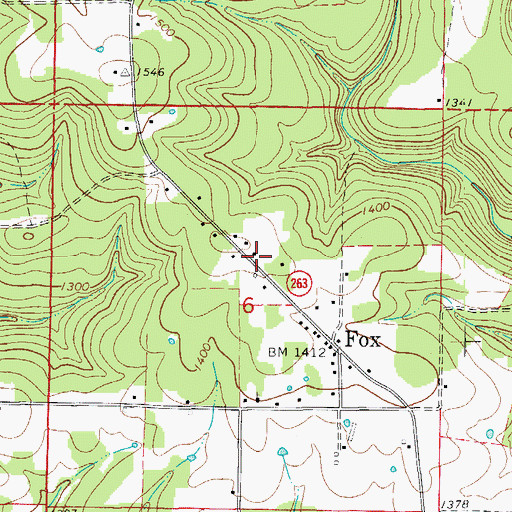 Topographic Map of Fox Fire Department Station 4, AR