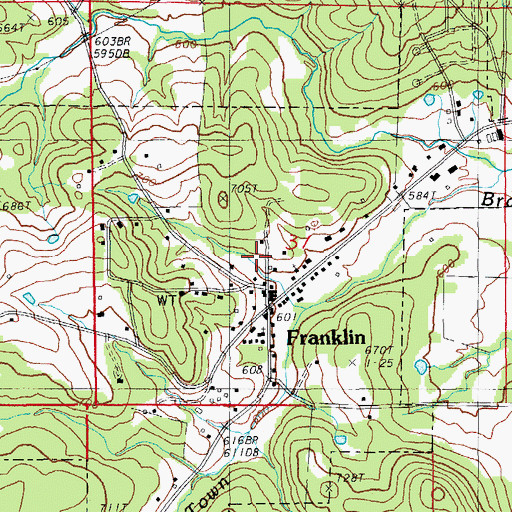 Topographic Map of Franklin Volunteer Fire Department, AR