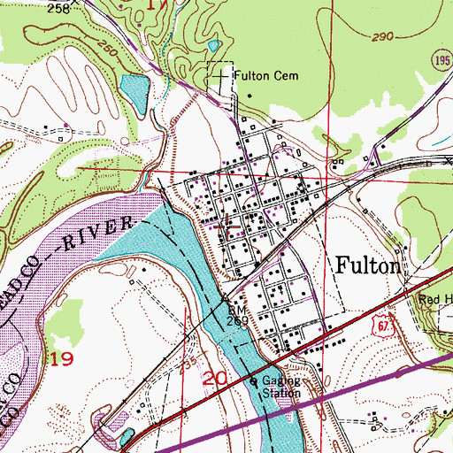 Topographic Map of Fulton Volunteer Fire Department, AR