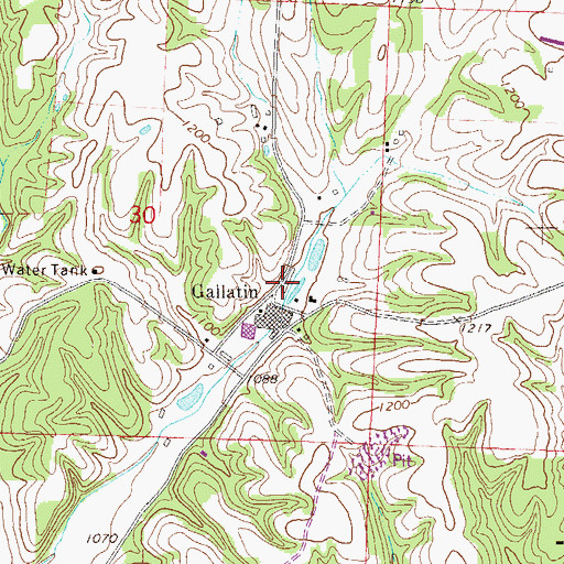 Topographic Map of Gallatin Fire Station, AR