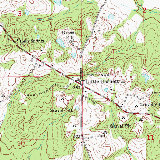 Topographic Map of Garnett Volunteer Fire Department, AR