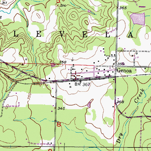 Topographic Map of Genoa Volunteer Fire Department, AR
