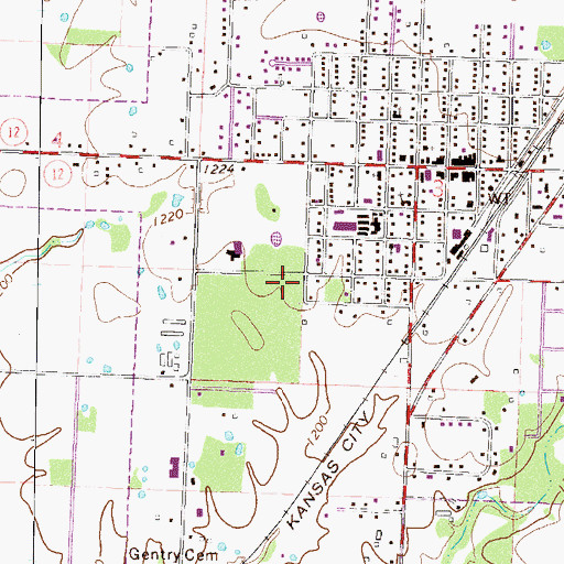 Topographic Map of Gentry Volunteer Fire Department, AR