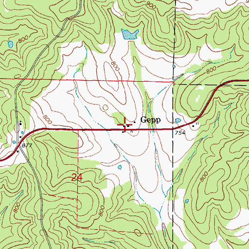 Topographic Map of Gepp Volunteer Fire Department, AR