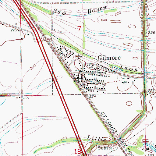Topographic Map of Gilmore Volunteer Fire Department, AR