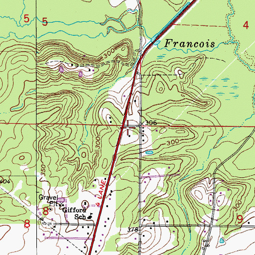 Topographic Map of Glen Rose Volunteer Fire Department Gifford Station, AR