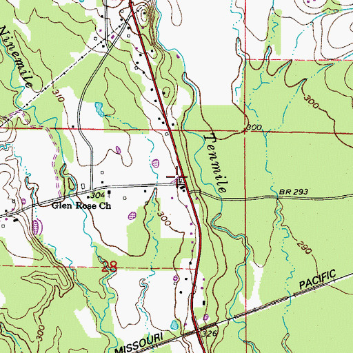 Topographic Map of Glen Rose Volunteer Fire Department, AR