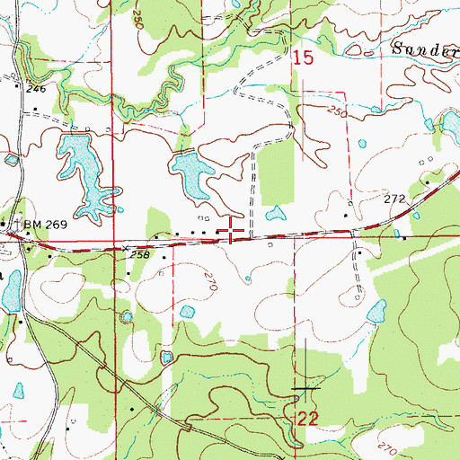 Topographic Map of Glendale Fire Department Substation, AR