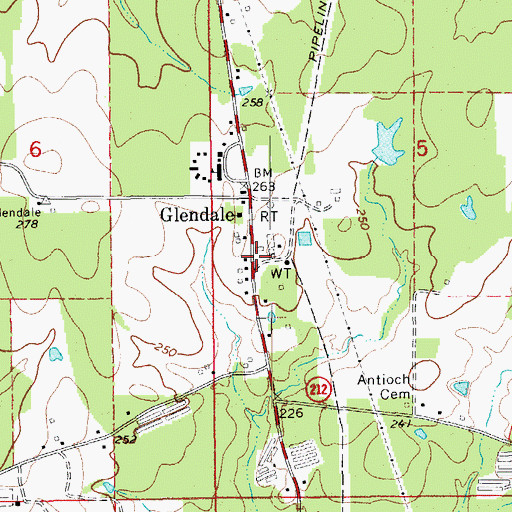 Topographic Map of Glendale Volunteer Fire Department, AR