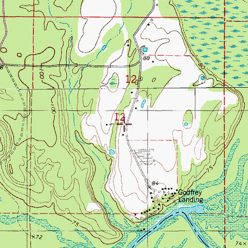 Topographic Map of Godfrey Volunteer Fire Station, AR