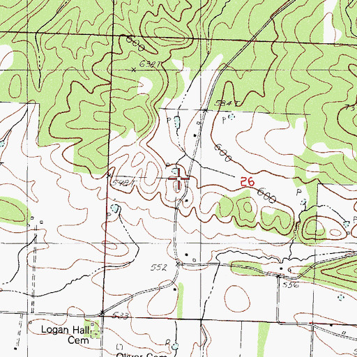 Topographic Map of Golden City Volunteer Fire Department, AR