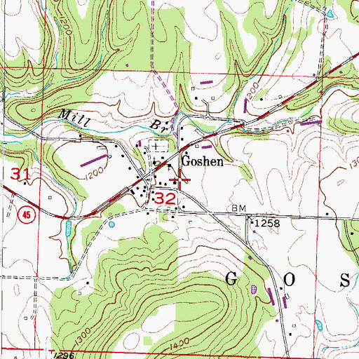 Topographic Map of Goshen Fire Station 1, AR