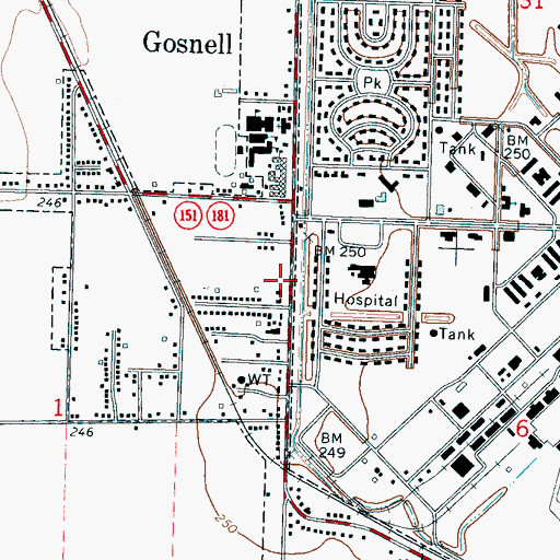 Topographic Map of Gosnell Volunteer Fire Department, AR