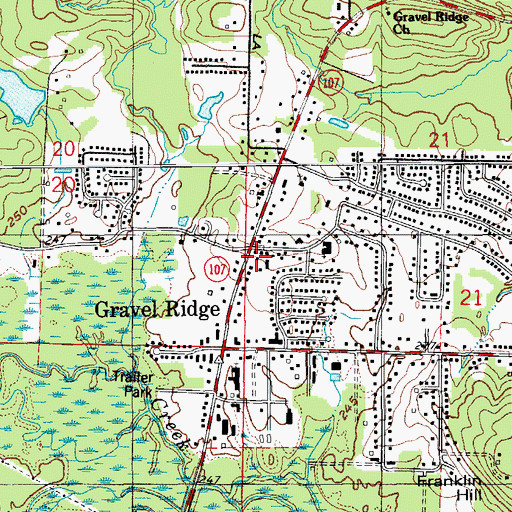 Topographic Map of Gravel Ridge Volunteer Fire Department, AR