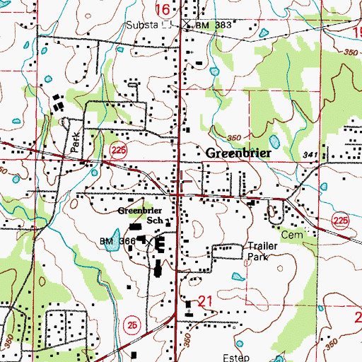 Topographic Map of Greenbrier Volunteer Fire Department, AR