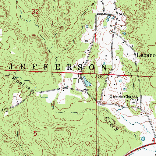 Topographic Map of Greens Chapel Volunteer Fire Department, AR