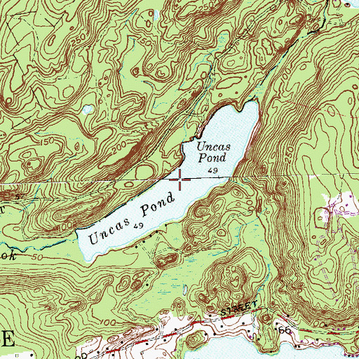 Topographic Map of Uncas Pond, CT