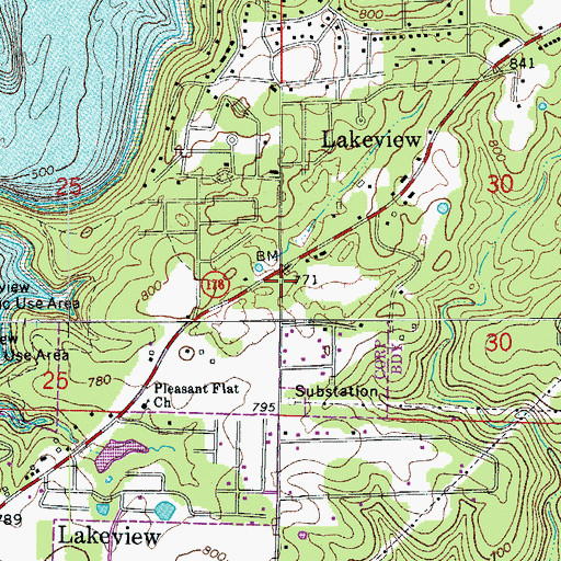 Topographic Map of Grover Township Volunteer Fire Department, AR