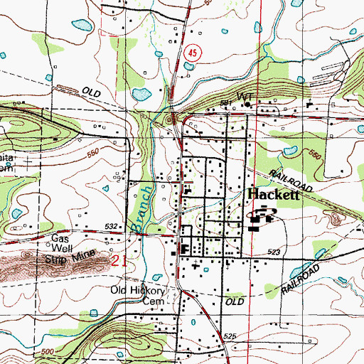 Topographic Map of Hackett Volunteer Fire Department, AR