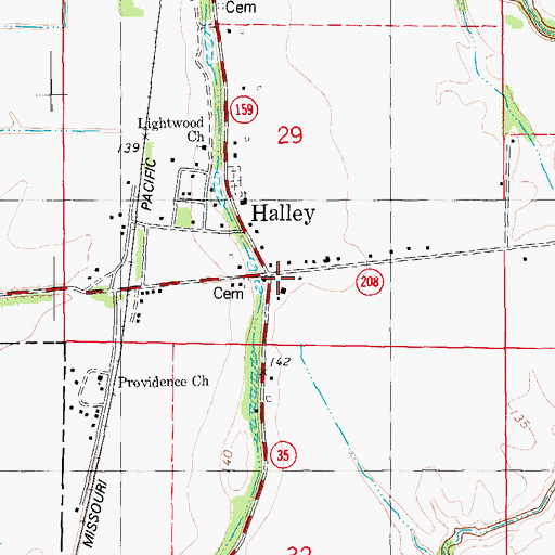 Topographic Map of Halley Volunteer Fire Department, AR