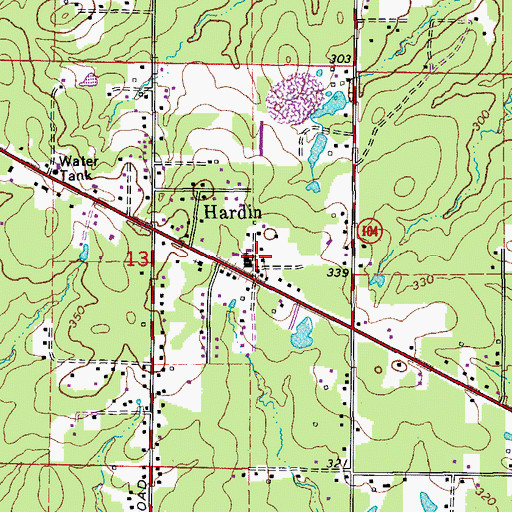 Topographic Map of Hardin Fire Department, AR