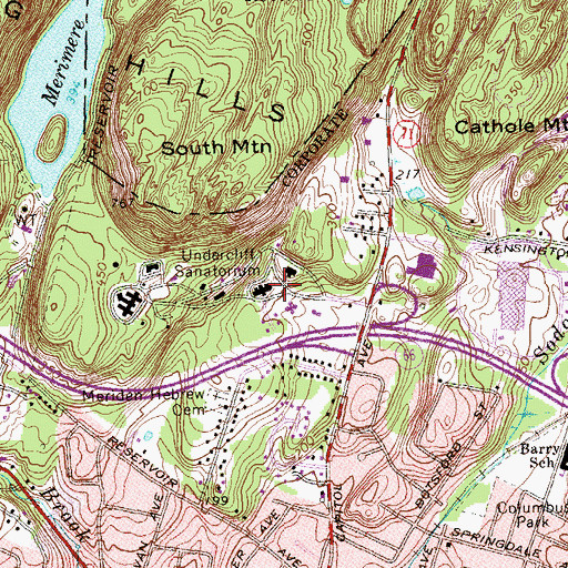 Topographic Map of Undercliff Sanitorium, CT