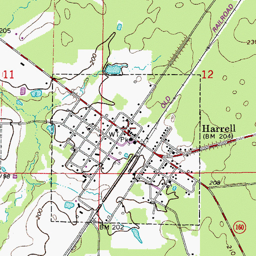 Topographic Map of Harrell Volunteer Fire Department, AR