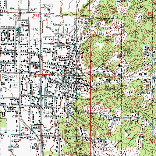 Topographic Map of Harrisburg Volunteer Fire Station, AR