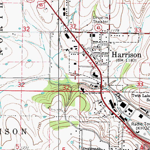 Topographic Map of Harrison Fire Department Station 2, AR