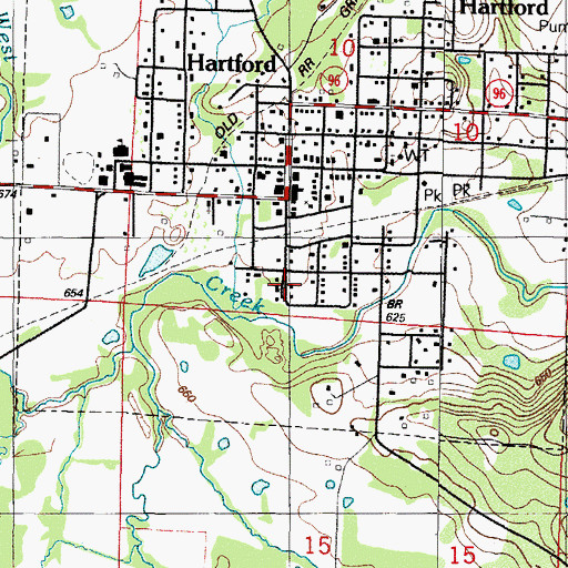 Topographic Map of Hartford Volunteer Fire Department, AR