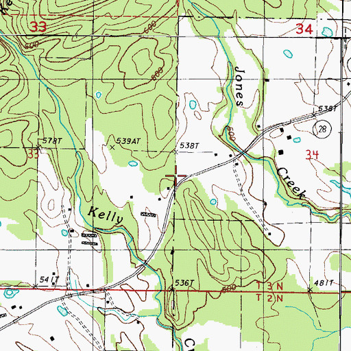 Topographic Map of Harvey Nola Volunteer Fire Station, AR