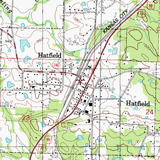 Topographic Map of Hatfield Station Fire District 4, AR
