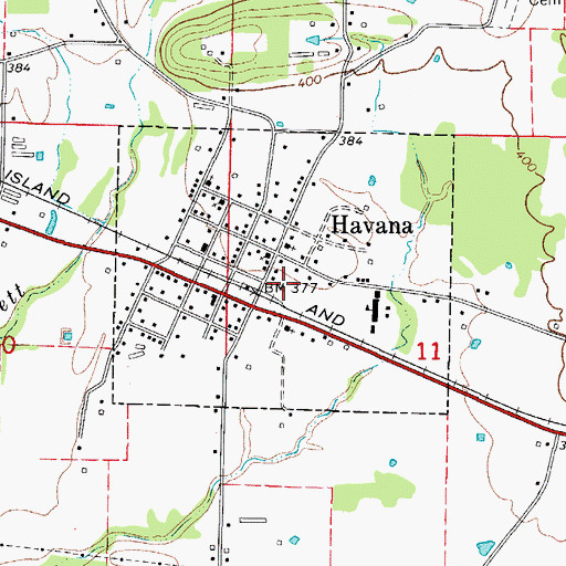 Topographic Map of Havana Volunteer Fire Department, AR