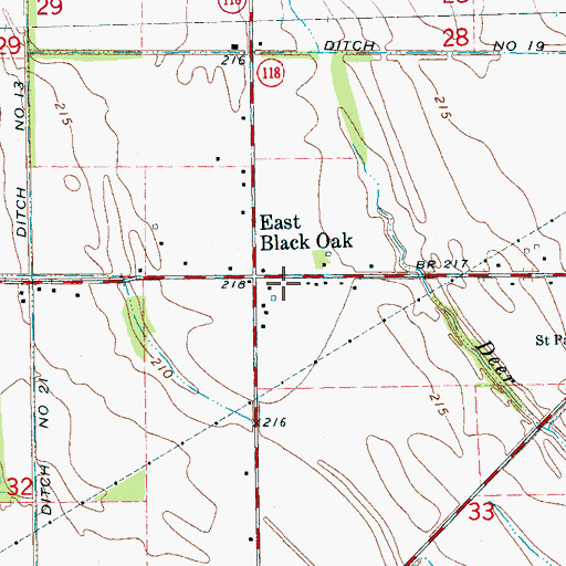 Topographic Map of Heafer East Black Oak Volunteer Fire Department, AR