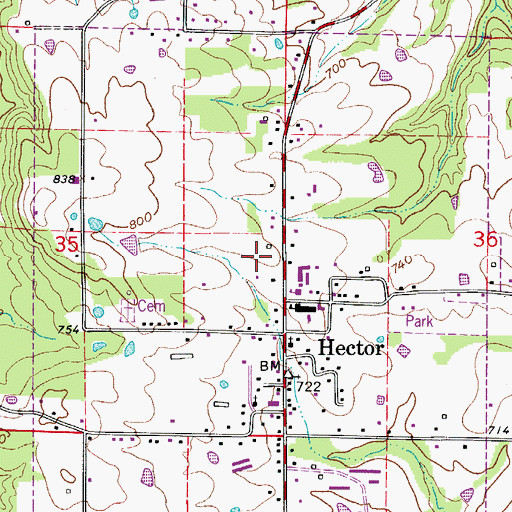 Topographic Map of Hector Fire Department, AR