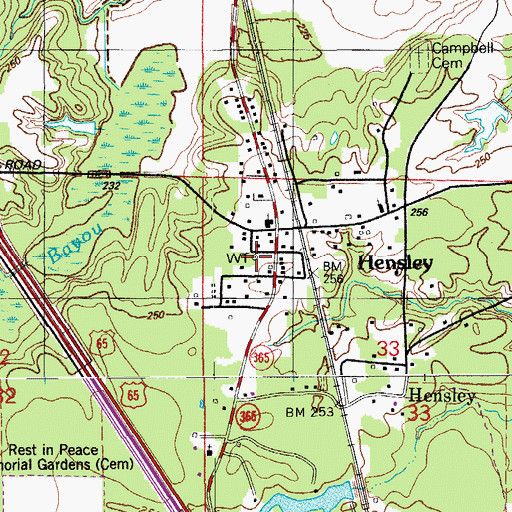 Topographic Map of Hensley Fire Department Station 1, AR
