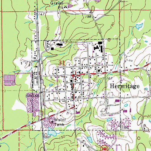 Topographic Map of Hermitage Rural Fire Department, AR