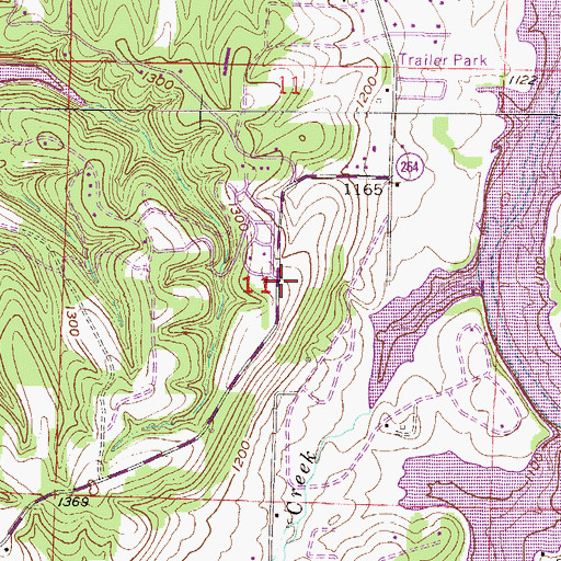 Topographic Map of Hickory Creek Volunteer Fire Department, AR
