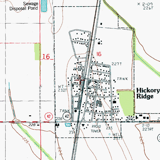 Topographic Map of Hickory Ridge Volunteer Fire Station, AR