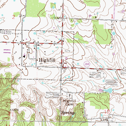 Topographic Map of Highfill Fire Department, AR