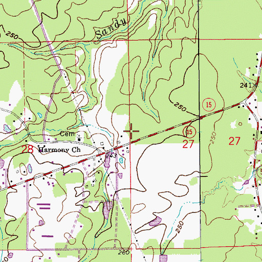 Topographic Map of Highway 15 Volunteer Fire Department, AR